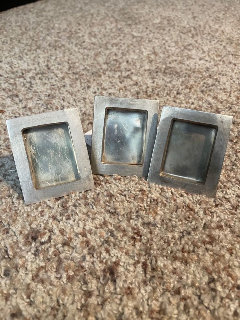 Trillium Designs Imports Set of 3 Silver Metal Square Photo Frames